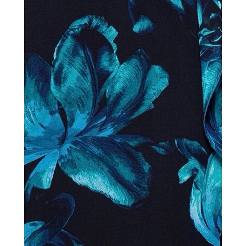 XSCAPE Blue Evening Gown Floral Chiffon Ruffled One Shoulder Maxi Dress Size 16W - Picture 3 of 4